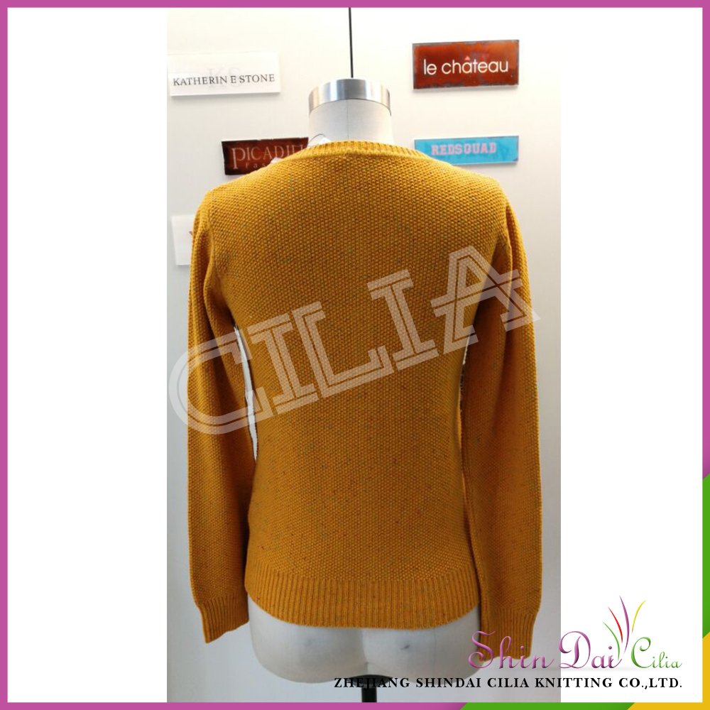Reasonable price sale stylish orange lady knit sweater cardigan with neps yarn