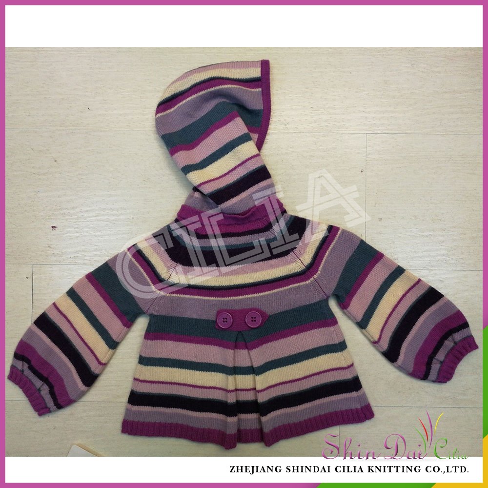 Directly sell from factory winter knitted stripe patterns cardigan sweater for children