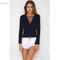 Fashion cheap custom womens fashion v neck lace up skinny spring knitting sweater