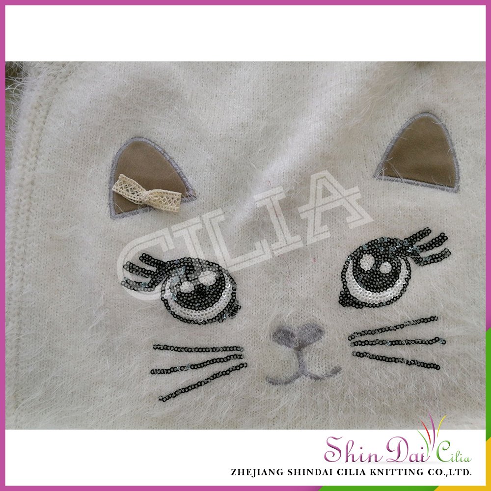 Wholesale high quality girls autumn winter pullover sweater with cartoon embroider