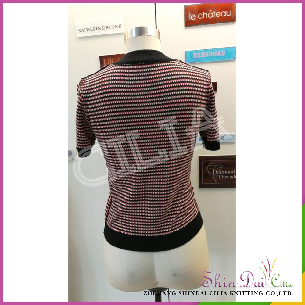 Factory directly provide fashion ladies hand knitted half sleeve sweater