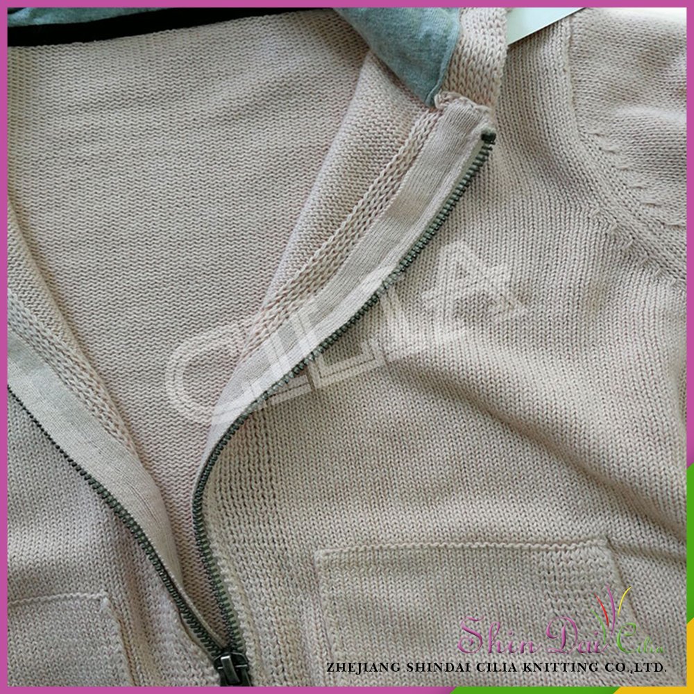 2017 New style new arrival cable knit sweater coat with zipper