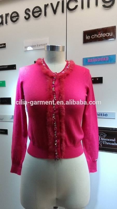 2014 Ladies knitted sweater,cardigan with manual nail bead