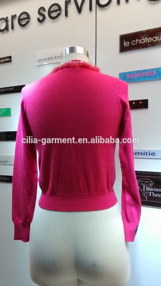 2014 Ladies knitted sweater,cardigan with manual nail bead