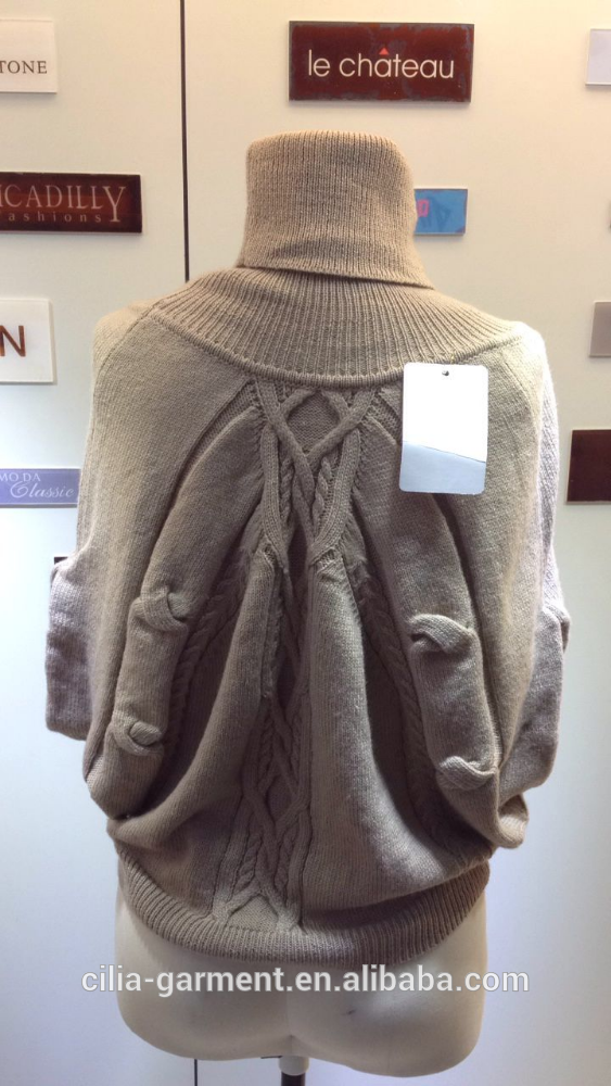 lady knitted sweater with high neck