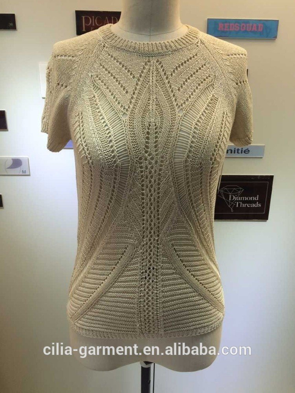 2015 fashion ladies sweater with short sleeve