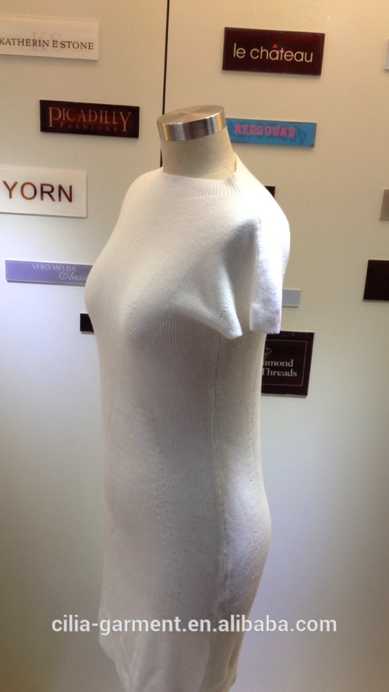 2015 new fashion lady sweater dress in white
