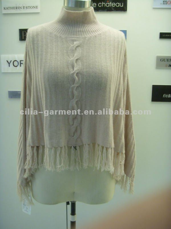 LADY 9gg rib knit sweater poncho