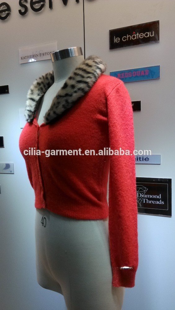 2014 Ladies knitted sweater,cardigan with mohair