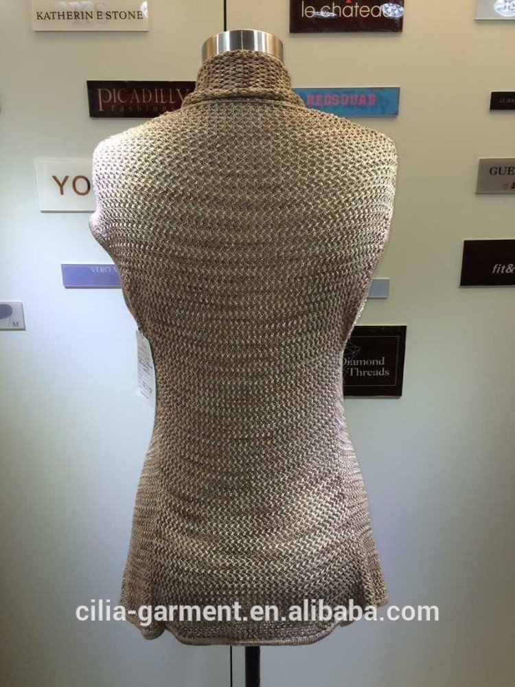 2015 new fashion lady sweater with no sleeve cardigan