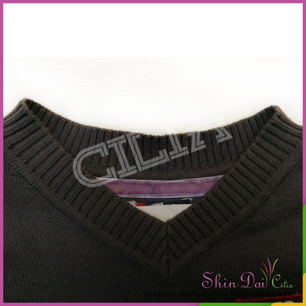 China supplier hot sale boy pure 100% cotton v shape sweater vest with patch
