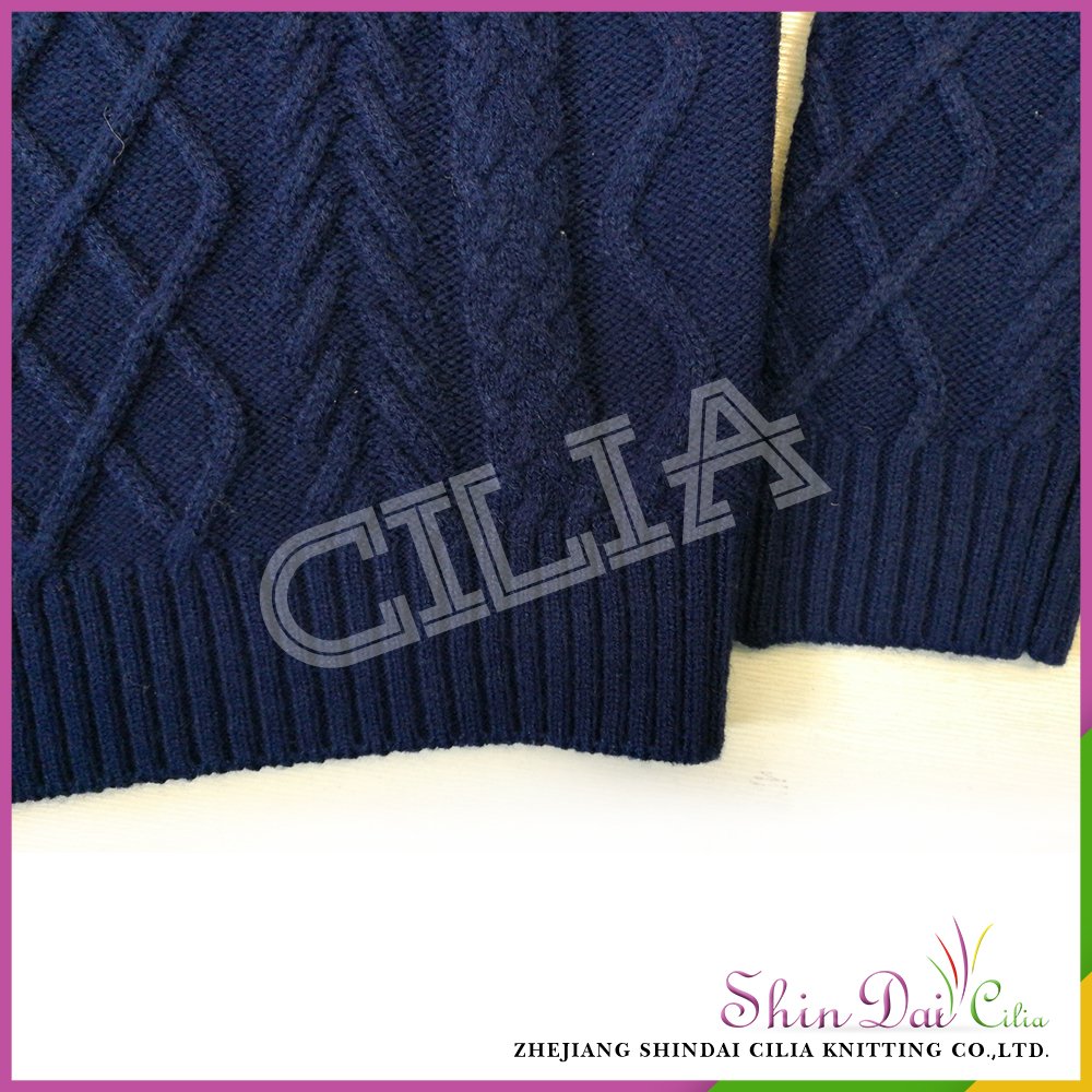 Wholesale new design hand knitted jacquard black crew neck sweater for kids