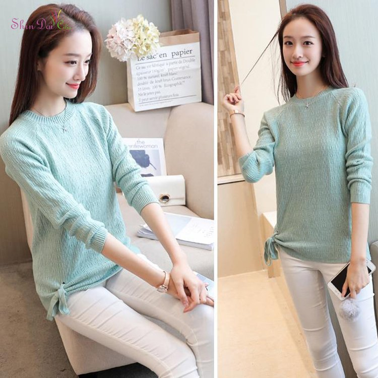 New Design Blank Pullover Style Women Knitting Patterns Long Sleeve Sweater