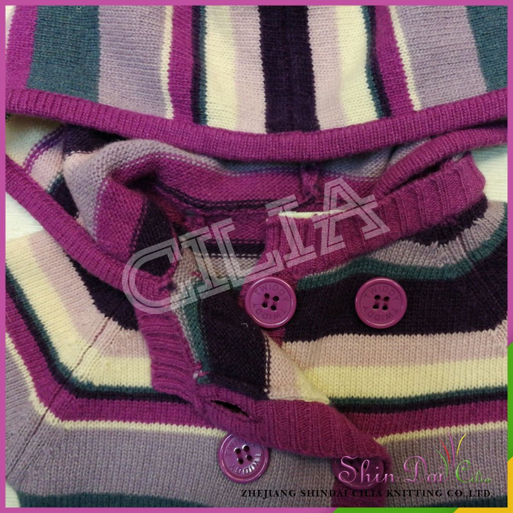 Directly sell from factory winter knitted stripe patterns cardigan sweater for children