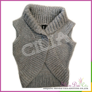 2017 Latest design fancy acrylic and mohair sweater vest for girl