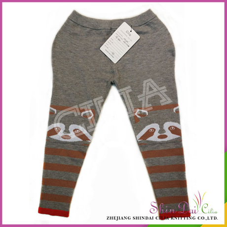 Directly sell from factory brown baby winte warm knitting trousers with jacquard