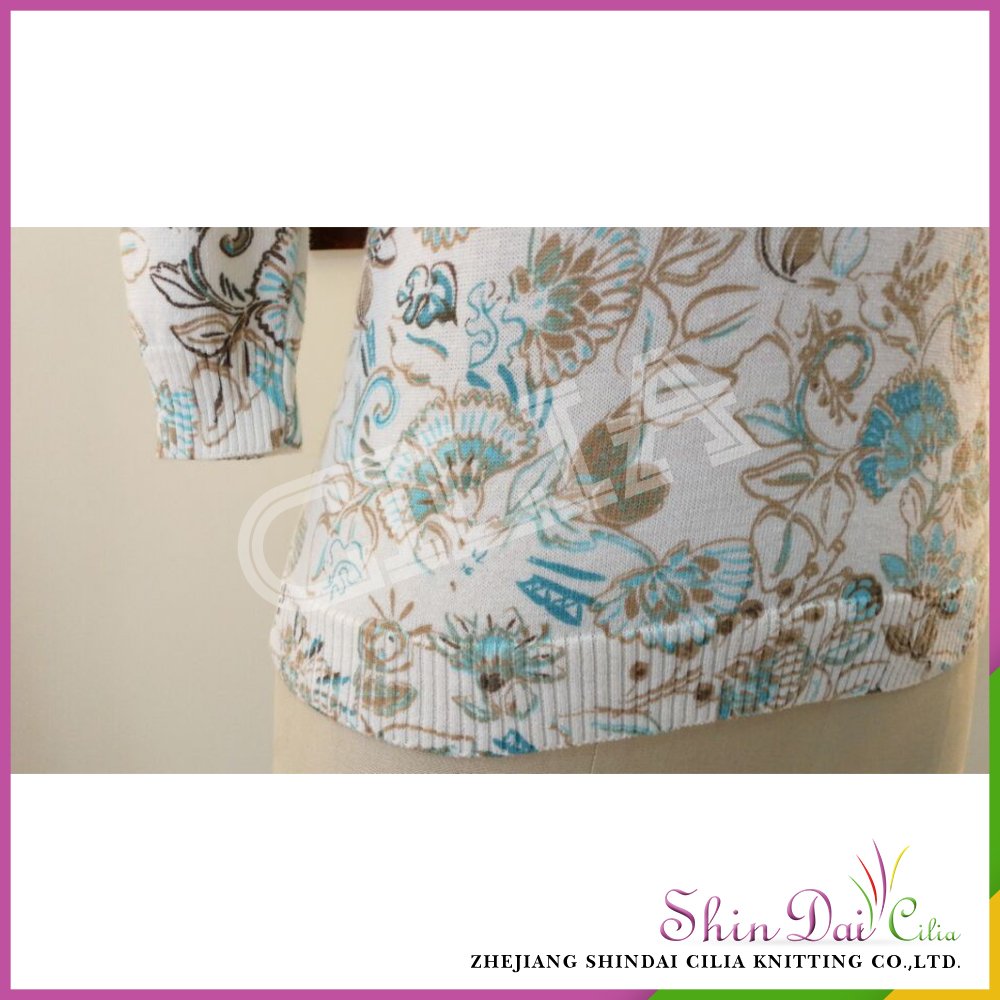 Manufacturer wholesale girl crew neck knitting pullover sweater with printing