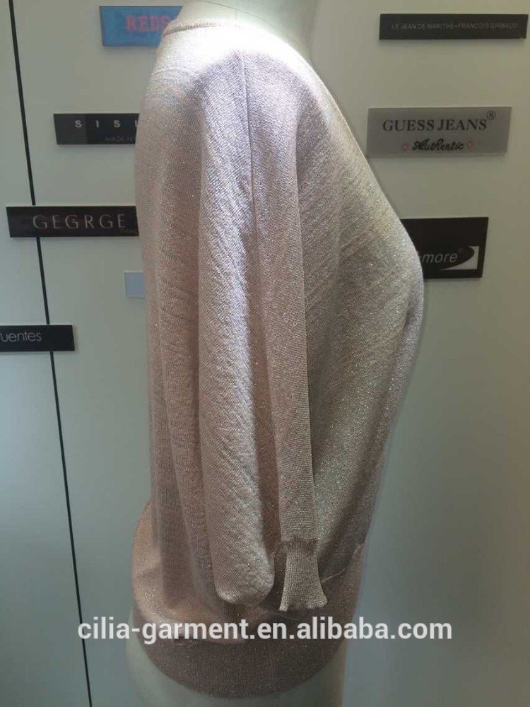 2015 new fashion young lady sweater with short sleeve cardigan in white