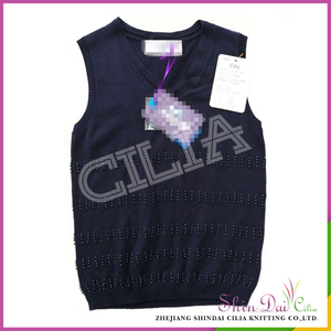 Top selling custom hand made designs woolen no sleeves sweater for children