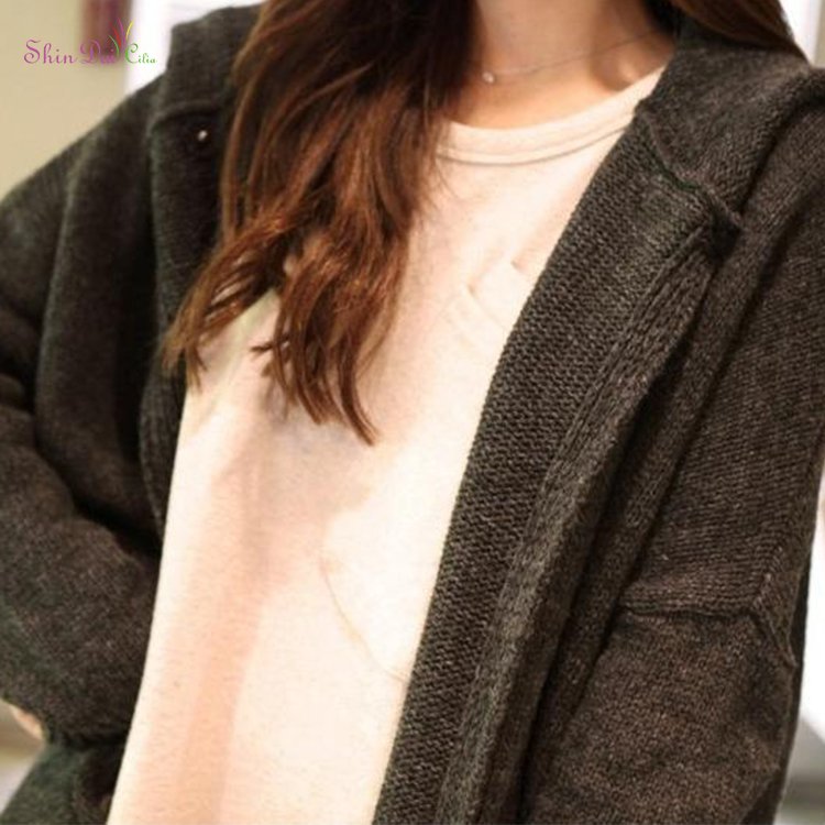 Korea Winter Long Coat Wholesale Women Kint Cardigan Sweater