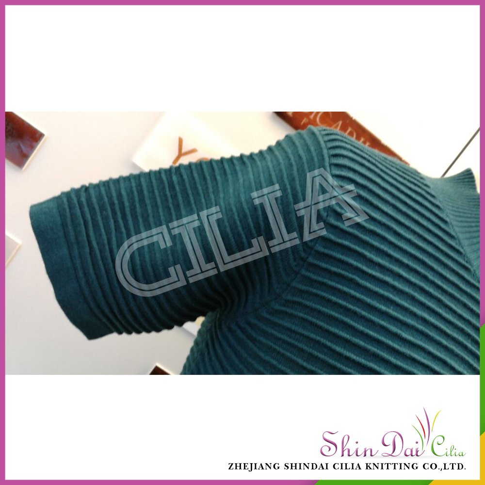 Latest new style dark green lady women half sleeve sweater T-shirt