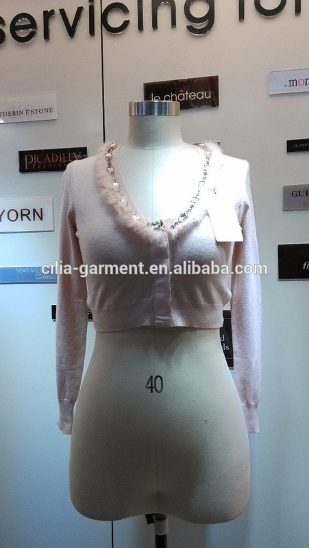 2014 Ladies knitted sweater,cardigan with manual nail bead