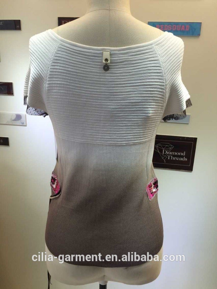 2015 new fashion young lady sweater with short sleeve cardigan in white