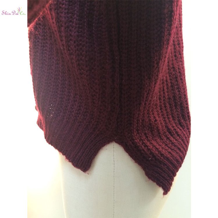 China supplier hot sale red women open knit cardigan sweater with button