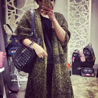 Wholesale best selling long lurex cardigan coat sweater for ladies women