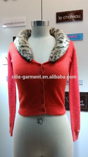 2014 Ladies knitted sweater,cardigan with mohair
