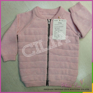 Wholesales fashionable girl autumn winter warm pink knitted coat sweater with zipper