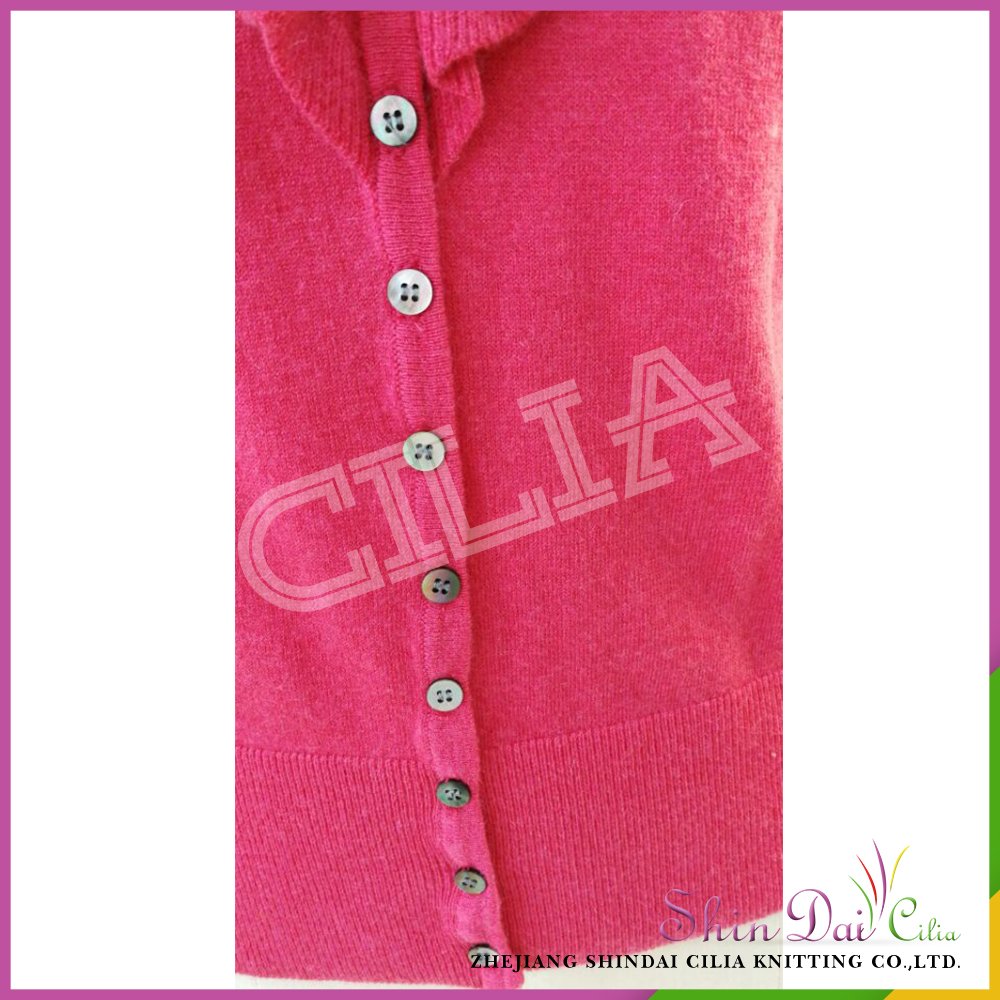 Wholesale new design lady women red woolen cardigan sweater with falbala