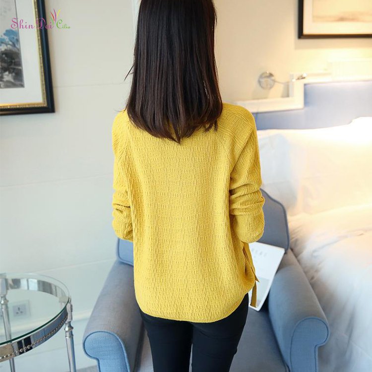 New Design Blank Pullover Style Women Knitting Patterns Long Sleeve Sweater