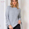 Best selling women ladies' oversized round neck knitted lace up pullover sweater