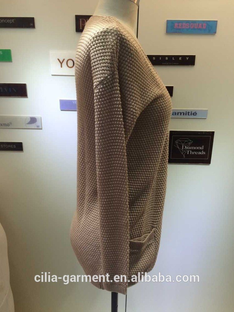2015 new fashion sexy young lady sweater with long sleeve in brown