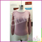 Cute and fashion woman pink round neck collar knitted pullover sweater with lace