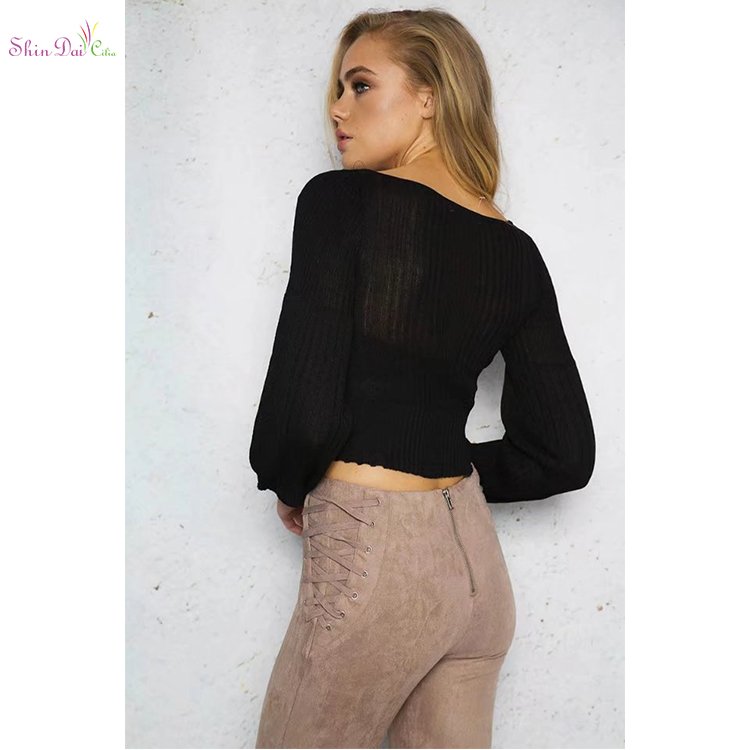 China supplier hot sale fashion womens knitted pullover sweaters with a navel on it