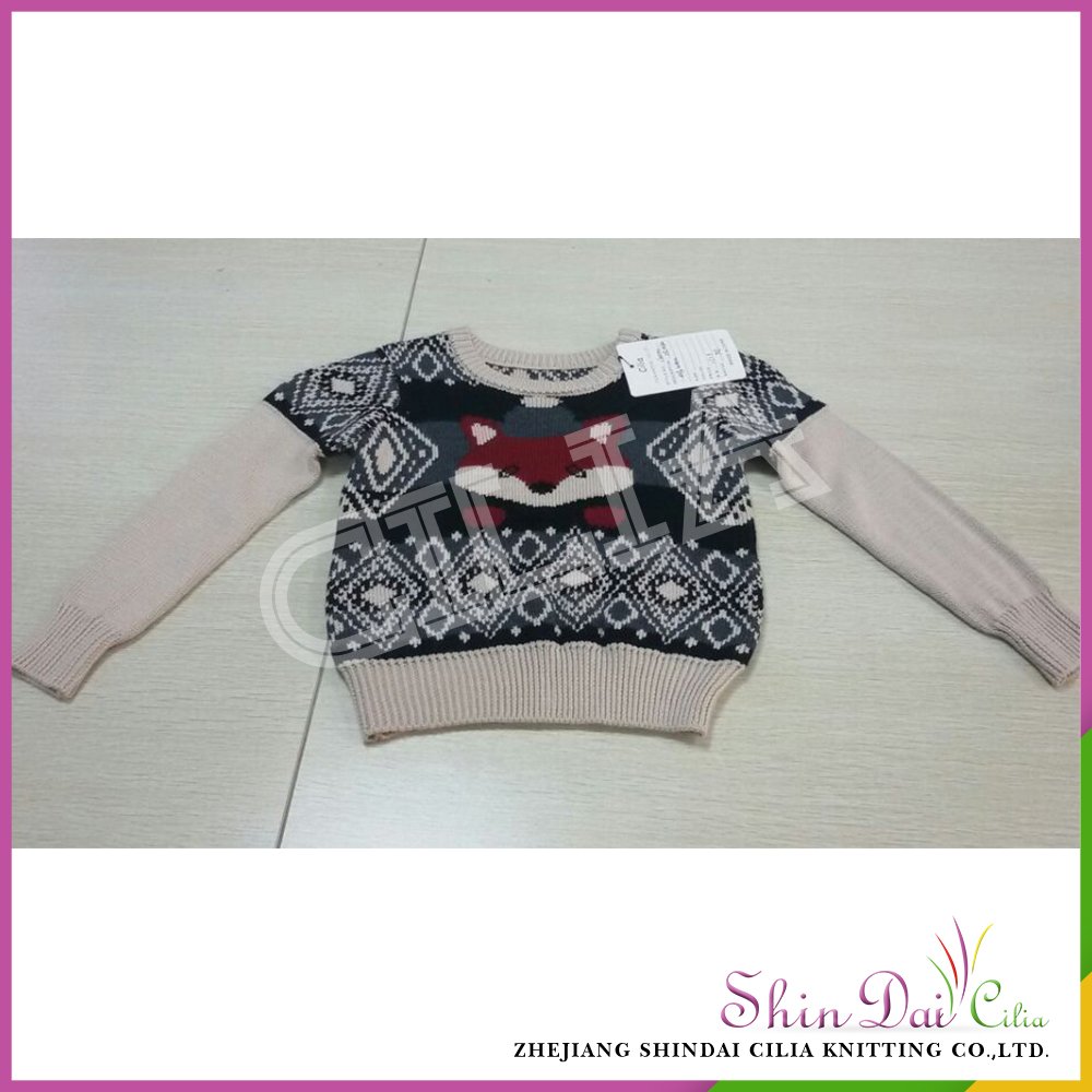 Alibaba supplier quality-assured boy anime pullover sweater with fox jacquard