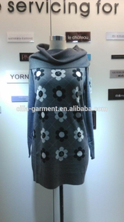 2014 Ladies knitted sweater,pullover with high collar