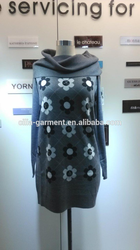 2014 Ladies knitted sweater,pullover with high collar