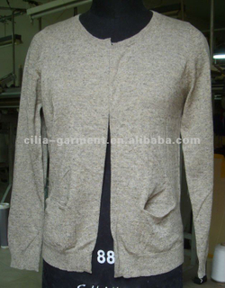 cilia12058,lady 12gg flat knit cardigan sweater
