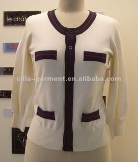 cilia100172,lady 12gg flat knit cardigan sweater