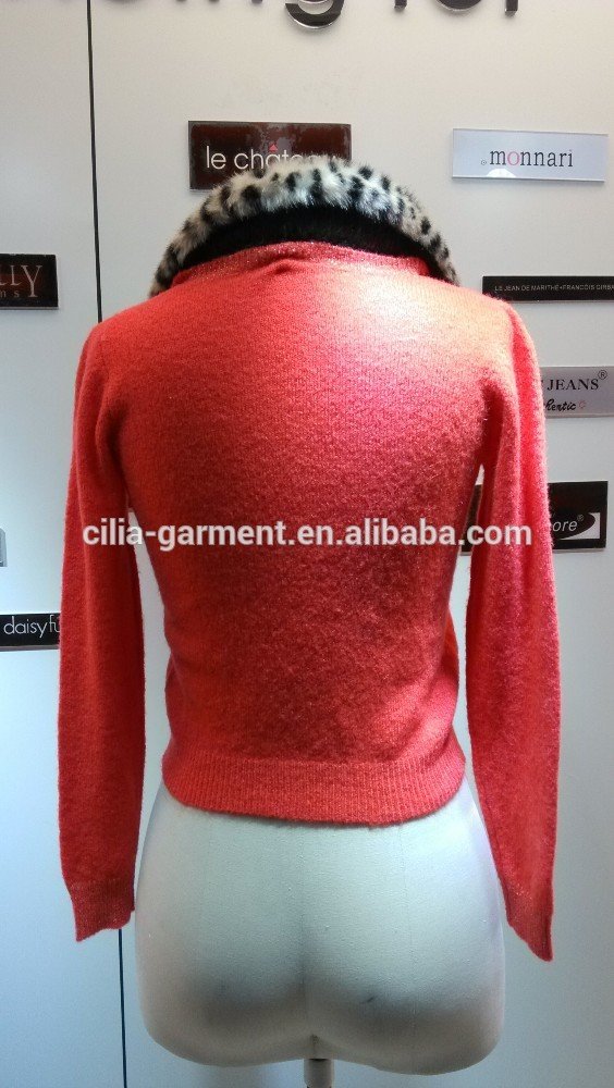 2014 Ladies knitted sweater,cardigan with mohair