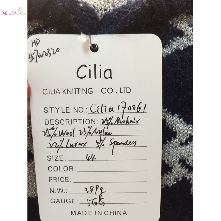 Prompt delivery lady women mohair wool knitted pullover sweater with lurex jacquard