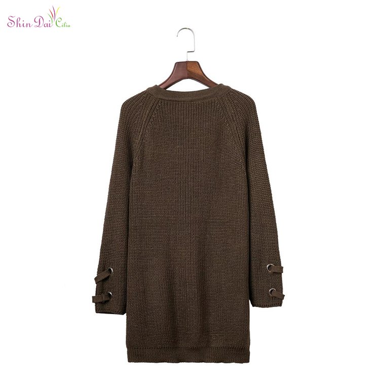 Directly sell from factory new sexy womens girl knitwear lace up pullover sweater