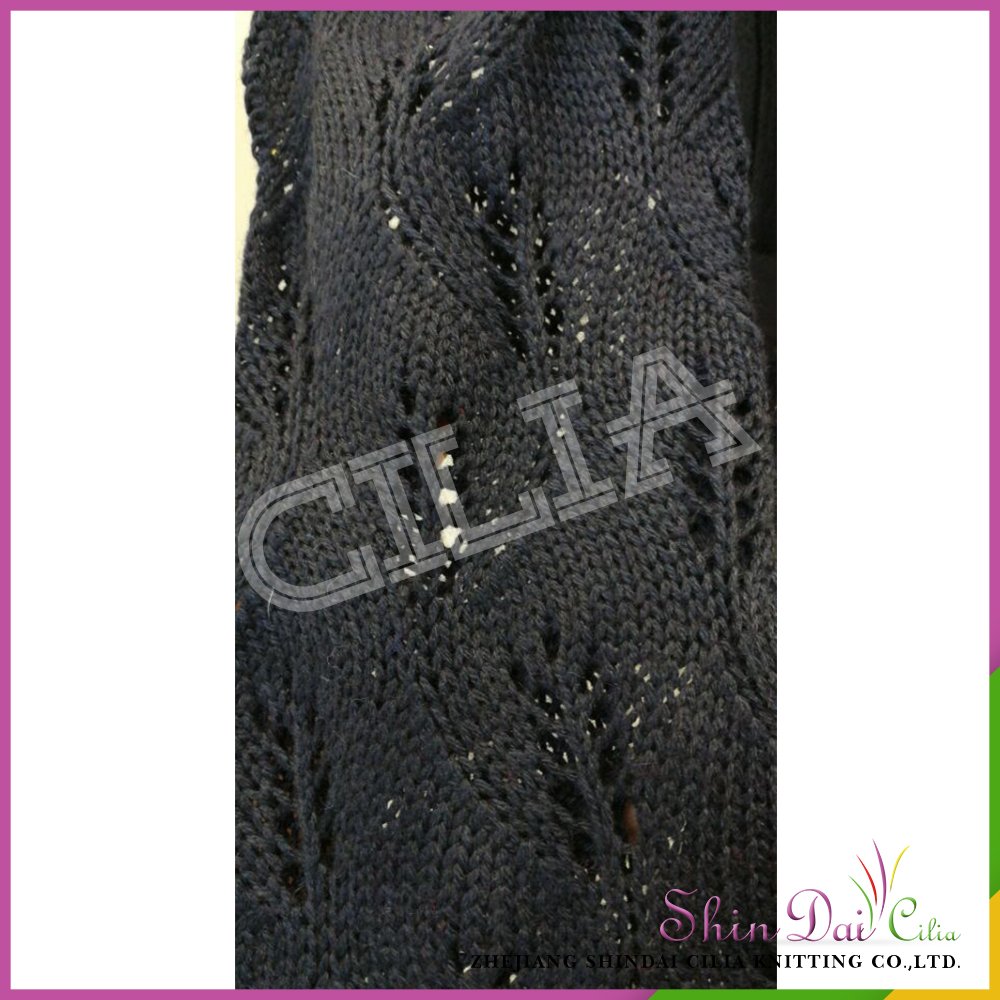 China supplier hot sale lady girl black frock knit sweater with hollow jacquard