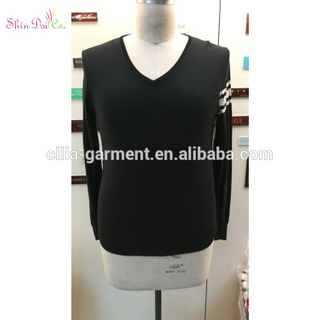 Cheap custom fashion black men the long sleeve knitwear cotton pullover sweater