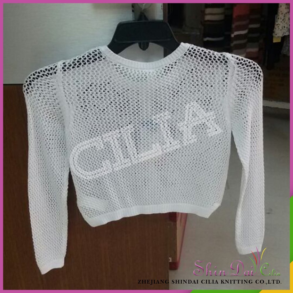 Best selling new high quality white girl crochet hollow jacquard autumn winter sweater cardigan