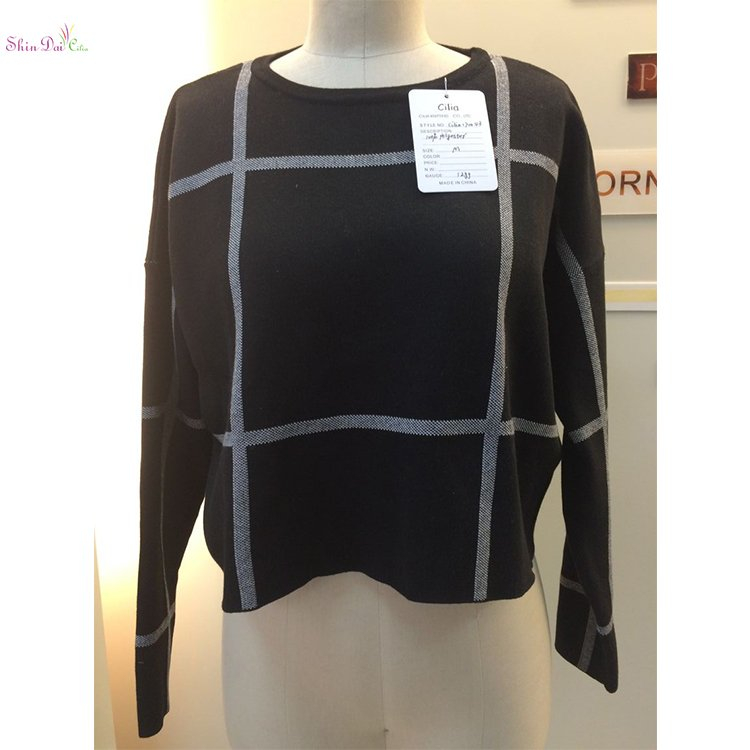 Latest design comfortable women knit round neck collar sweater for autumn winter