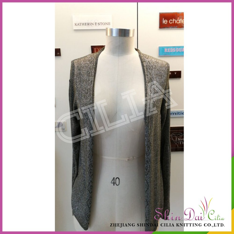 Cheap wholesale women ladies fancy knit cardigan sweater with jacquard